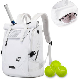 Спортивна сумка для тенісу UtiaMiaoGonGo - рюкзак для ракет, вміщує 2 ракетки та має відділення для взуття. Підходить для тенісу, бадмінтону та падел-тенісу (білий)