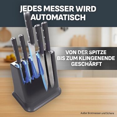 Набір ножів Tefal EverSharp Pro 6 предметів, блок для самозагострення, німецька нержавіюча сталь, синій (K297S744)