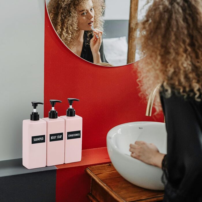 Дозатор для шампуню Segbeauty 500 мл, рожевий (набір 4 шт) - мильний диспенсер, пляшка для гелю для душу, пластиковий помповий дозатор