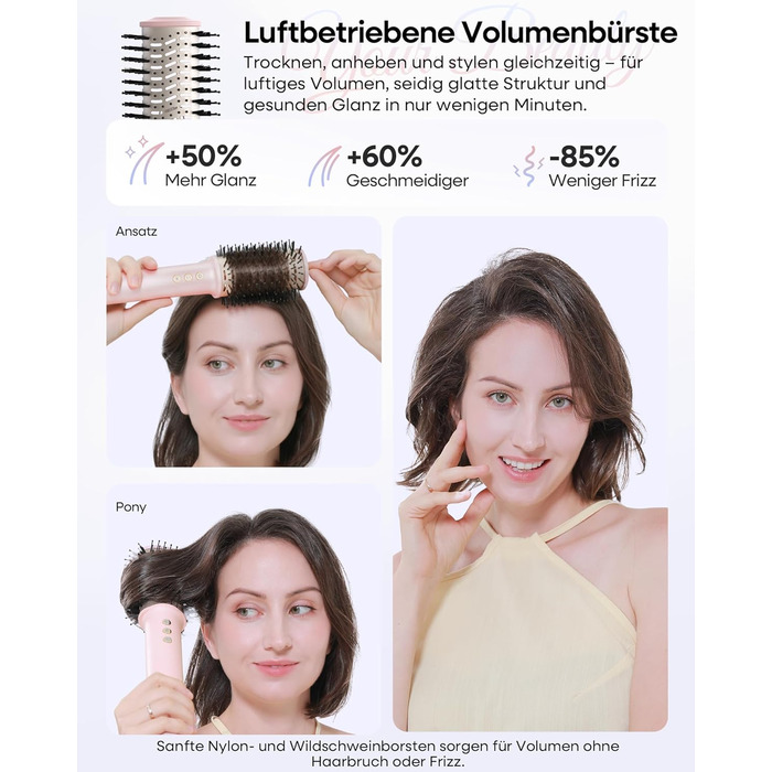 Аirstyler 7-в-1: Фен, плойка, брашинг, термощітка, автоматична завивка, іонізація, захист від пошкоджень, рожевий