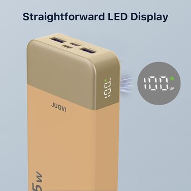 Power Bank JUOVI J2651 20000mAh 35W USB-C PD3.0 QC3.0 – Повербанк для телефону, навушників, планшета (Помаранчевий)