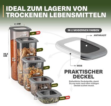 Набір контейнерів для зберігання продуктів 12 шт. 250 мл, сірі, BPA-Free, для кухні