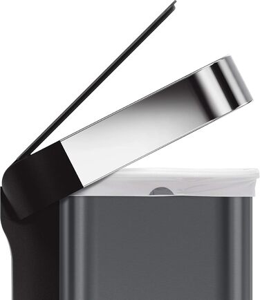 Сміттєвий бак Simplehuman CW2080 45 л з педальним механізмом та відділенням для пакетів, кухонний, з полірованої нержавіючої сталі та сірого пластику