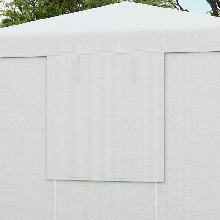 Outsunny Replacement Canopy Top Set for Gazebo, Waterproof with 2 Side Walls, Ideal for Garden Gazebo, White, Weather-Resistant & Durable