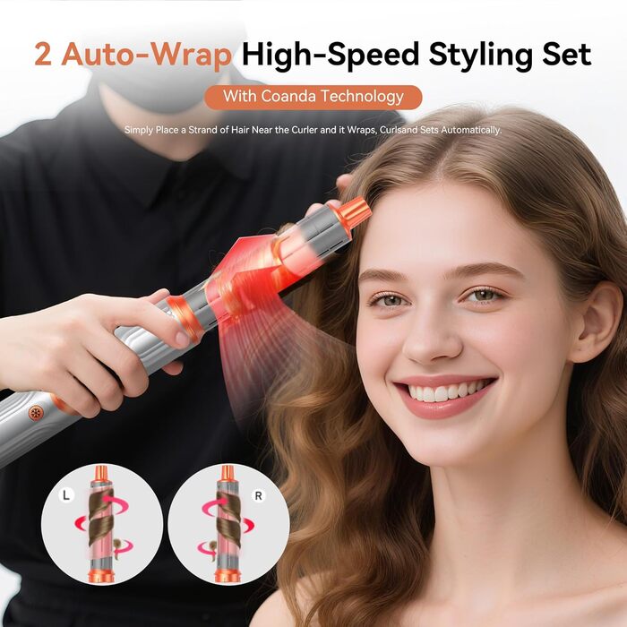 Air Styler Hair Stylers Airbrush 5-в-1: мультистайлер, фен-щітка, 800W, для об'єму, локонів, випрямлення та сушіння волосся (срібний)