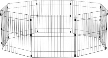 Клітка-вольєр для собак, котів та кроликів Iris Ohyama, 1.7 м², 8 панелей, чорний вольєр з WPC-24, 60x60 см