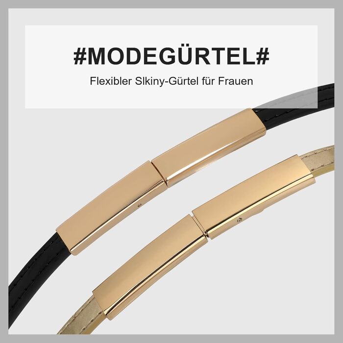 Жіночий вузький шкіряний ремінь WHIPPY з золотистою пряжкою, 105 см (для талії до 95 см)