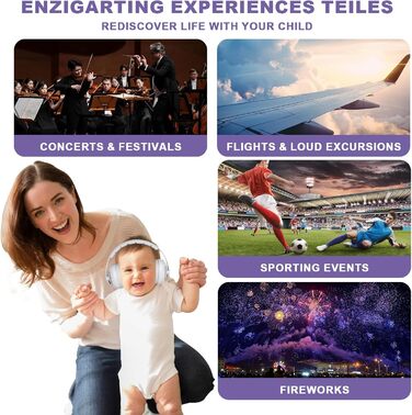 Навушники для захисту від шуму для немовлят 2-в-1, 25dB, до 48 місяців, регульоване антиковзне обличчя, м'які та легкі, для сну, подорожей, гучних місць