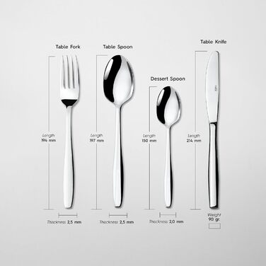Нержавіюча сталева стололова посуд - набір 24 шт для 6 осіб. Елегантний набір для щоденного використання та особливих випадків. Стійкий до іржі.