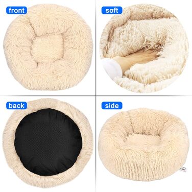 Квіткове ліжко для кота Queta: м'яке, плюшеве, кругле, 50x50x20 см, бежеве