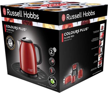 Електричний чайник Russell Hobbs Colours+ 1.0л, червоний, нержавіюча сталь, 2400W