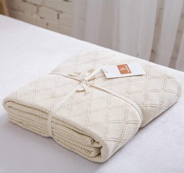 Бавовняна ковдра Longhui з в'язаним візерунком для дивану, крісел, ліжка, пляжу, декору дому, сірого кольору, 127 x 152 см. У подарунок - мішечок для прання.