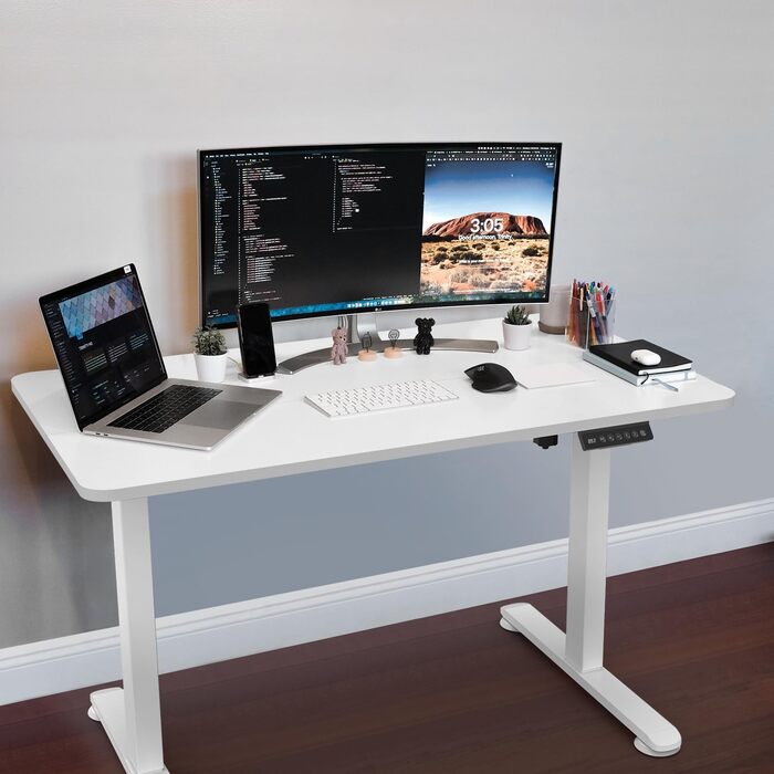 Регульований стіл Homall 100x60 см з USB-роз'ємом, комп'ютерний стіл для дому та офісу, ергономічний, білий