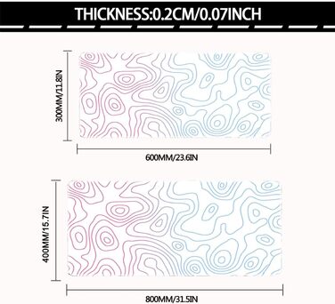 Килимок для миші та клавіатури 800x400 мм - ігровий килимок для столу з прошитими краями, чорно-білий абстрактний дизайн (Dazzle White)