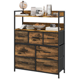 HOMCOM 7-Drawer Fabric Storage Chest of Drawers, Storage Cabinet, Dresser with 2 Shelves, Steel Frame for Bedroom, Living Room, Rustic Brown | Aosom