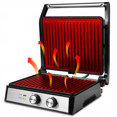 Електричний гриль-тостер розкладний для паніні та сендвічів, 2500 Вт, з таймером