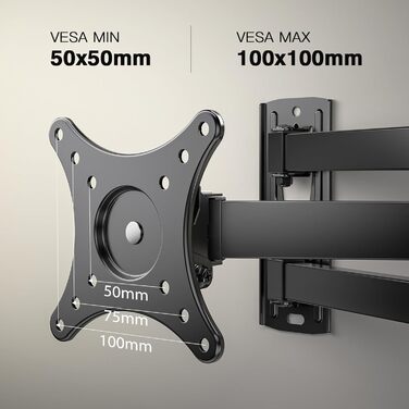 Настінне кріплення для телевізора Perlegear поворотне, нахильне, 10-30 дюймів, до 20 кг, VESA 100x100/75x75 мм
