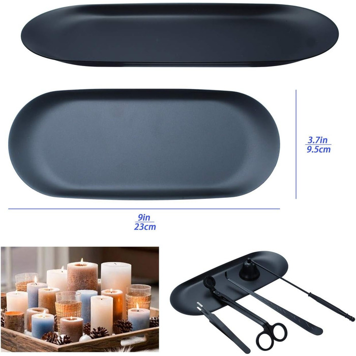 7-in-1 Stainless Steel Candle Accessory Set – Candle Wick Trimmer, Candle Snuffer, Candle Wick Dipper, Tweezers, Candle Tray Plate for Candle Lovers, Family, Party