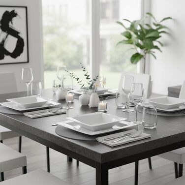 Сервіз посуду на 6 осіб, 18 предметів: тарілки з порцеляни, білий сервіз, набір тарілок та мисок, сучасний сервіз