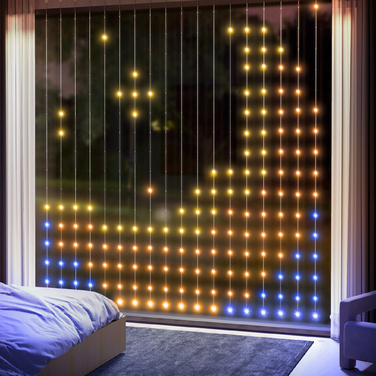 HOMCOM 3x3m String Lights 400 LEDs Light Curtain with Adjustable Brightness, Music Synchronization, Scene Modes, Timer Function, Indoor/Outdoor Light Curtain String Lights, IP44, for Wedding, Party, Christmas | Aosom
