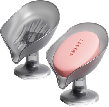 Набір мильниць з піддоном TAILI, 2 шт., сірий колір, витримують до 5 кг, без свердління, для ванної кімнати та кухні