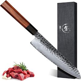 Японський кухонний ніж Gyuto Dragon Creek 21 см, професійний, з високоякісним дерев'яним руків'ям, для м'яса, з подарунковою коробкою