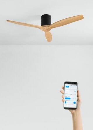 Вентилятор стельовий WINDCALM M/ з Wi-Fi та пультом, Ø132 см, 40W, DC-двигун, тихий, таймер 1-4 год, літньо-зимовий режим (декоративне дерево), без освітлення