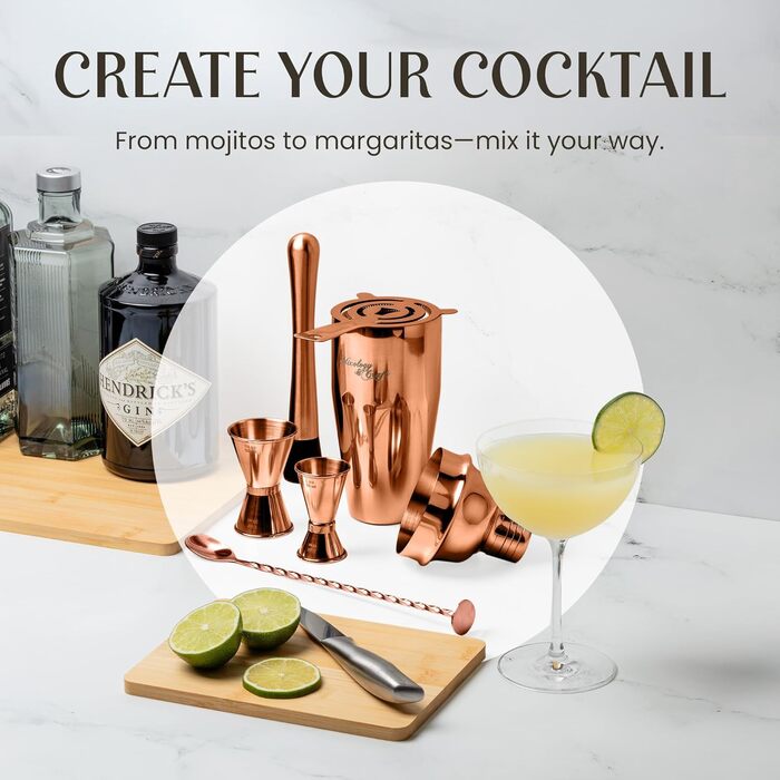 Набір для приготування коктейлів Mixology & Craft Cocktail Shaker Set 11-tlg. - Набір для бармена з аксесуарами, нержавіюча сталь, чорний (мідний)
