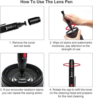 Набір для чищення камери 20-в-1: об'єктиви, фільтри, смартфони. Комплектація: стік, щітка, повітряний дмухник, мікрофібра.