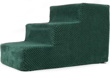 Сходинка для собак та котів, 30 см, 3 сходинки, плюшевий покрив, зелений колір