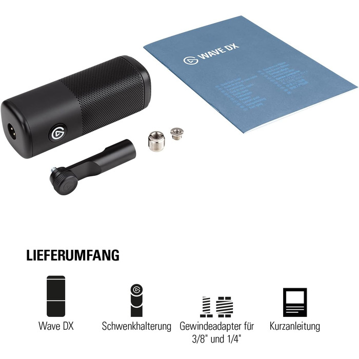 Елгато Wave DX – Динамічний XLR мікрофон з нирковою характеристикою, для подкастів, стрімінгу та трансляцій, без підсилювача, сумісний з Mac/PC