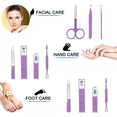 Набір для манікюру та педикюру Fenlebenil: базовий комплект для догляду за нігтями (фіолетовий)