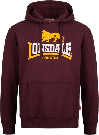 Чоловіча толстовка-худі на блискавці Lonsdale Rinsey, приталена модель, колір Oxblood, розмір 3XL