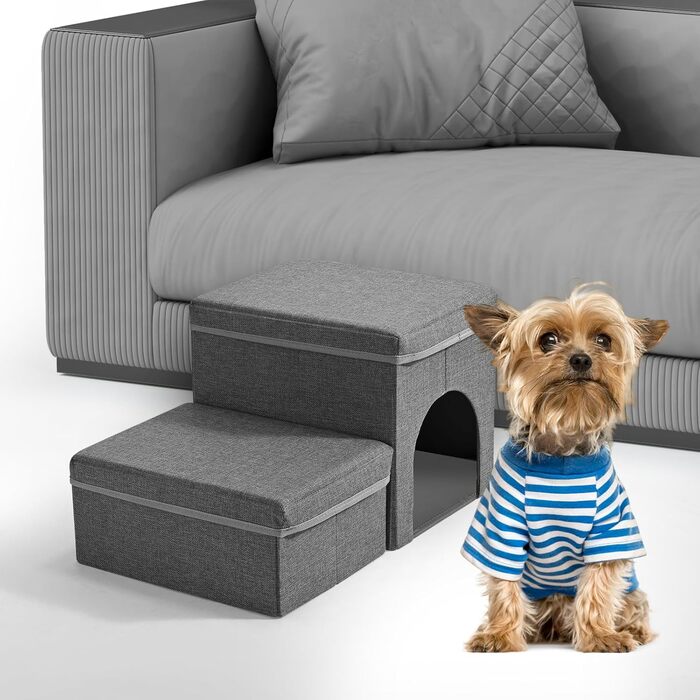 Сходинка для собак Sunowl 2 сходинки, складана, широка, з місцем для зберігання, для маленьких собак та котів, м'яка, неслизька поверхня