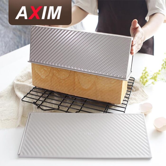Large Loaf Pan with Lid, Non-Stick Toaster Oven Pan, Loaf Pan with Sliding Cover, Pullman Loaf Pan for Baking, 1000g Dough Capacity, Commercial Use