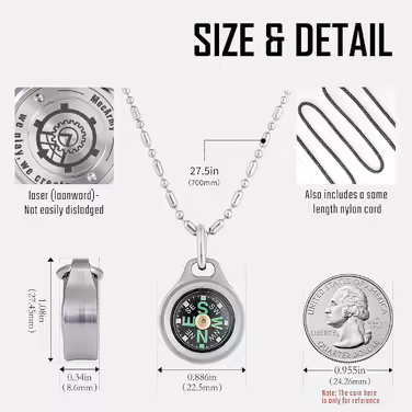 MecArmy CMP Mini-Kompass aus Titan/Messing, luxurious survival pocket compass – Father to son gift, Mother/Father to son graduation gift, birthday gift