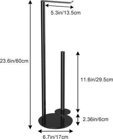Тримач туалетного паперу підлоговий, нержавіюча сталь, на 3 рулони, чорний