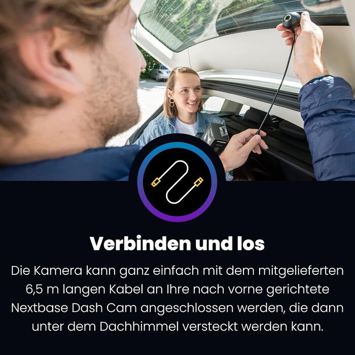 Nextbase 245609 Задня камера відеореєстратора для 322GW, 422GW, 522GW, 622GW, HD, об'єктив 30° Tele, до 1080p 30 FPS, проста установка, під'єднання одним кліком, кабельне під'єднання