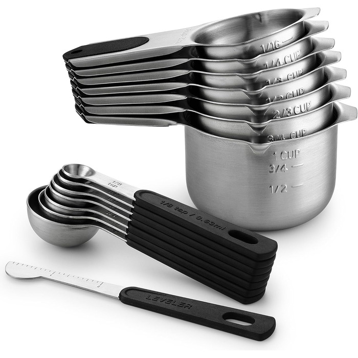 Набір магнітних мірних склянок та ложок Spring Chef (15 шт.), нержавіюча сталь, BPA-free, для випічки та приготування їжі