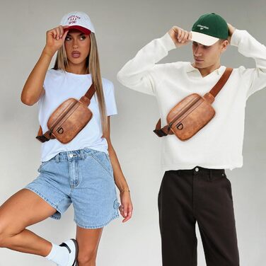 Жіноча та чоловіча поясна сумка, 2 л, веганська шкіра, коричнева, 8 дюймів, для подорожей, хайкінгу, бігу