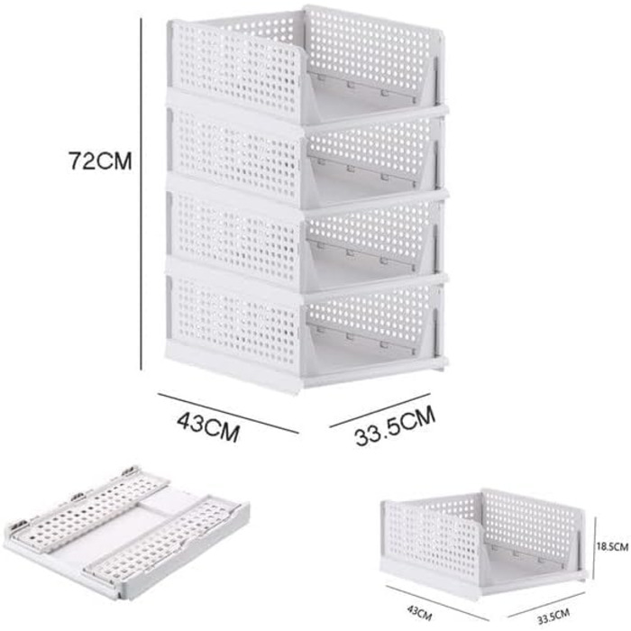 RMAN 4-Piece Closet Organizer Stackable Folding Closet Organizer for Drawers, Closet Organizer, Storage Boxes, Kitchen, Bathroom