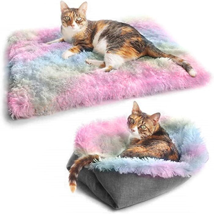 Ліжко для кота YUYTE, зручне та миюче, для дому, тепле та м'яке, підходить для будь-якої пори року (COLORFUL)