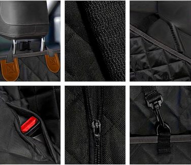 Накидка на заднє сидіння автомобіля для собак Fudajo 137x147 см, роздільна захисна накидка з віконцем, чорний чохол