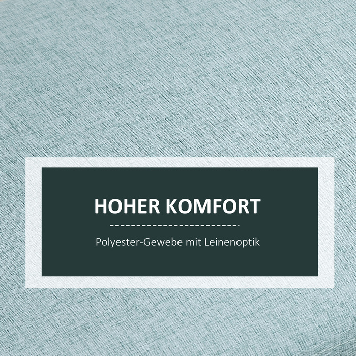 HOMCOM Bench, Light Green Upholstered Bench with Storage, 110x39x45cm, made of linen-like polyester and rubber wood, in a Scandinavian design