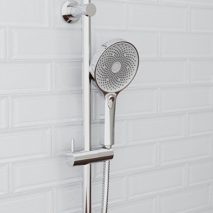 SCHÜTTE Hand Shower SAMOA RAIN | Jet Stream Technology | Showerhead with over 300 nozzles | 3 adjustable spray patterns | Anti-limescale showerhead for the shower | White