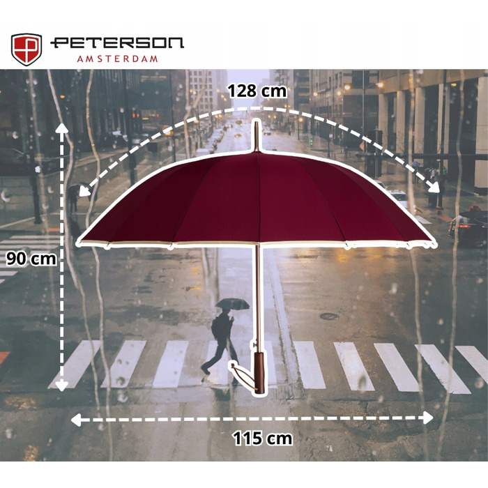 Парасолька Peterson XL, подовжена, червона (без чохла)