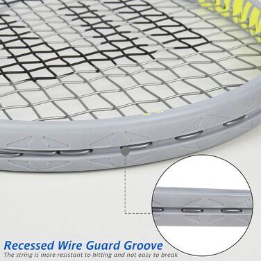 Lunnade 27 Inch Tennis Racket Set - 2 Rackets with Cover - Adult, Beginner & Advanced - Gray & Yellow