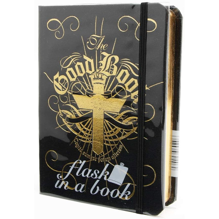 Фляга-секрет Suck UK 'The Good Book' (120мл, нержавіюча сталь) - чорна, оригінальний подарунок