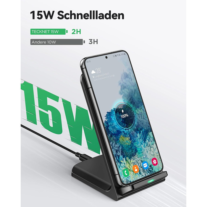 Бездротовий зарядний пристрій TECKNET, складаний, швидка зарядка для iPhone 17/16/15/14/13/12/11/Pro Max, Apple Watch Ultra/11-3/SE, AirPods Pro 3-2/4-2, чорний