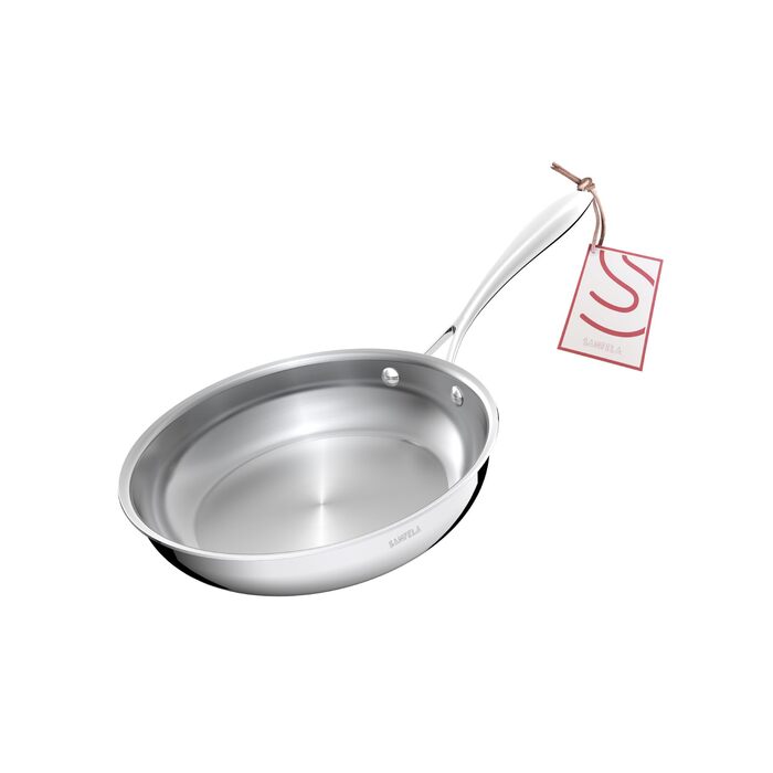 Сковорідка нержавіюча сталь 24 см, 5-шарова, для індукції, посудомийна машина, духовка, без PTFE/PFAS/PFOA